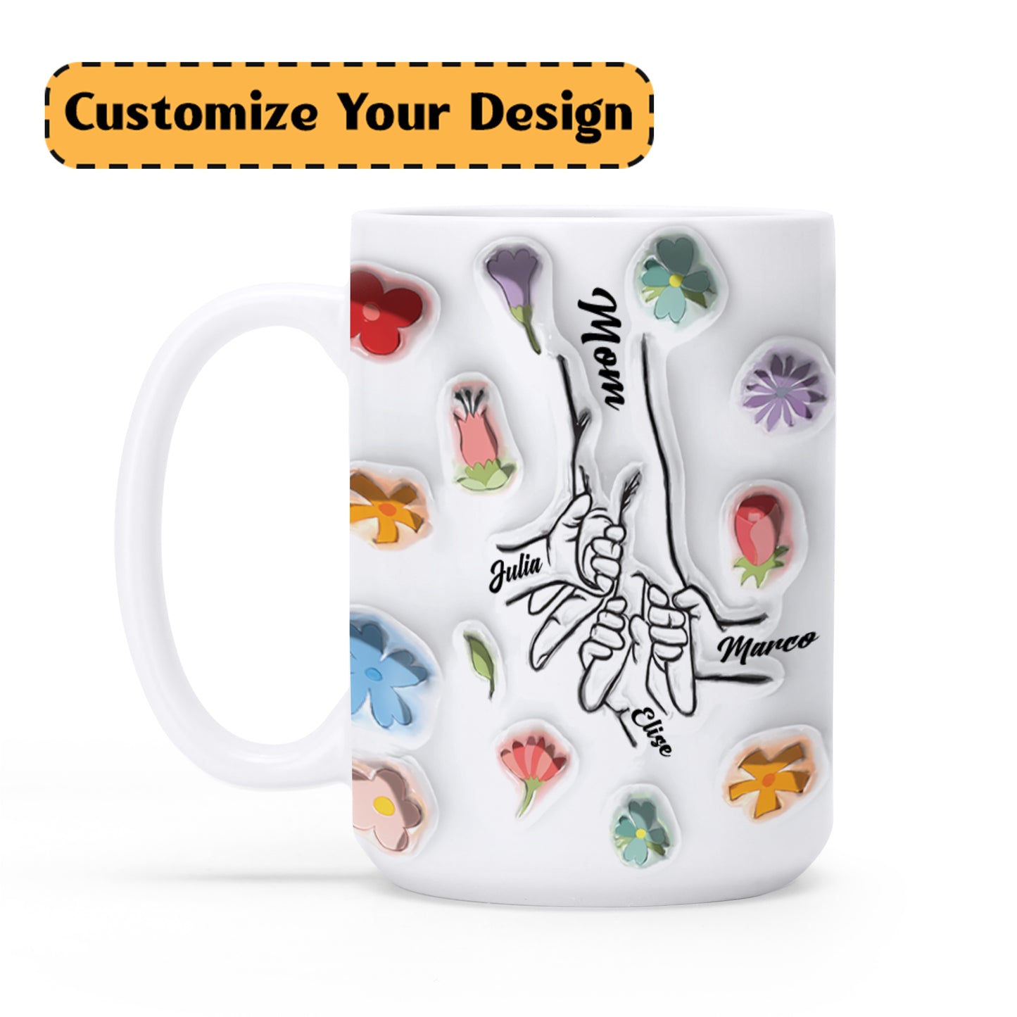 Woman's Hand 3D effect - Personalized Custom Coffee Mug MUG01