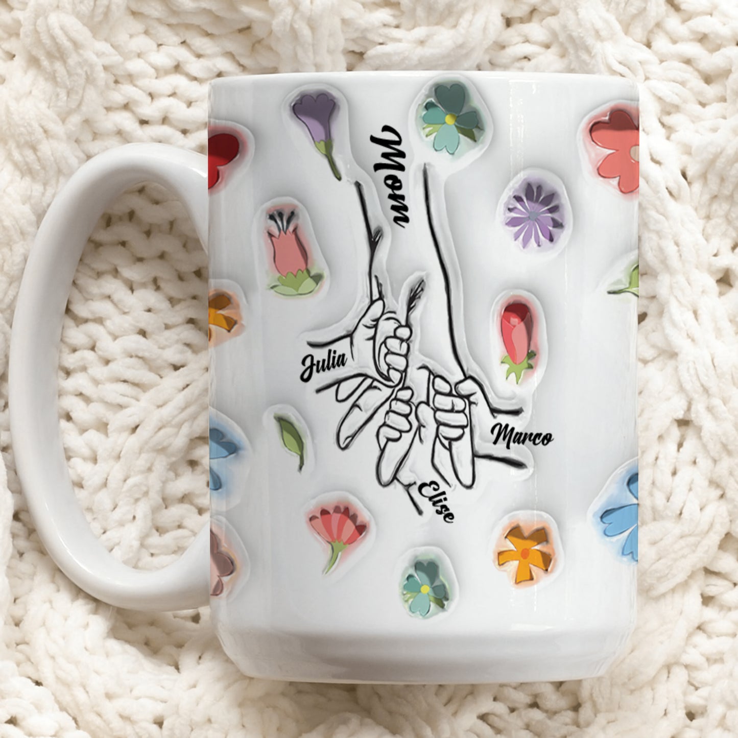 Woman's Hand 3D effect - Personalized Custom Coffee Mug MUG01