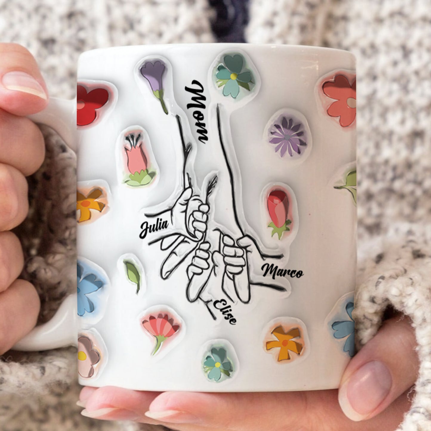 Woman's Hand 3D effect - Personalized Custom Coffee Mug MUG01