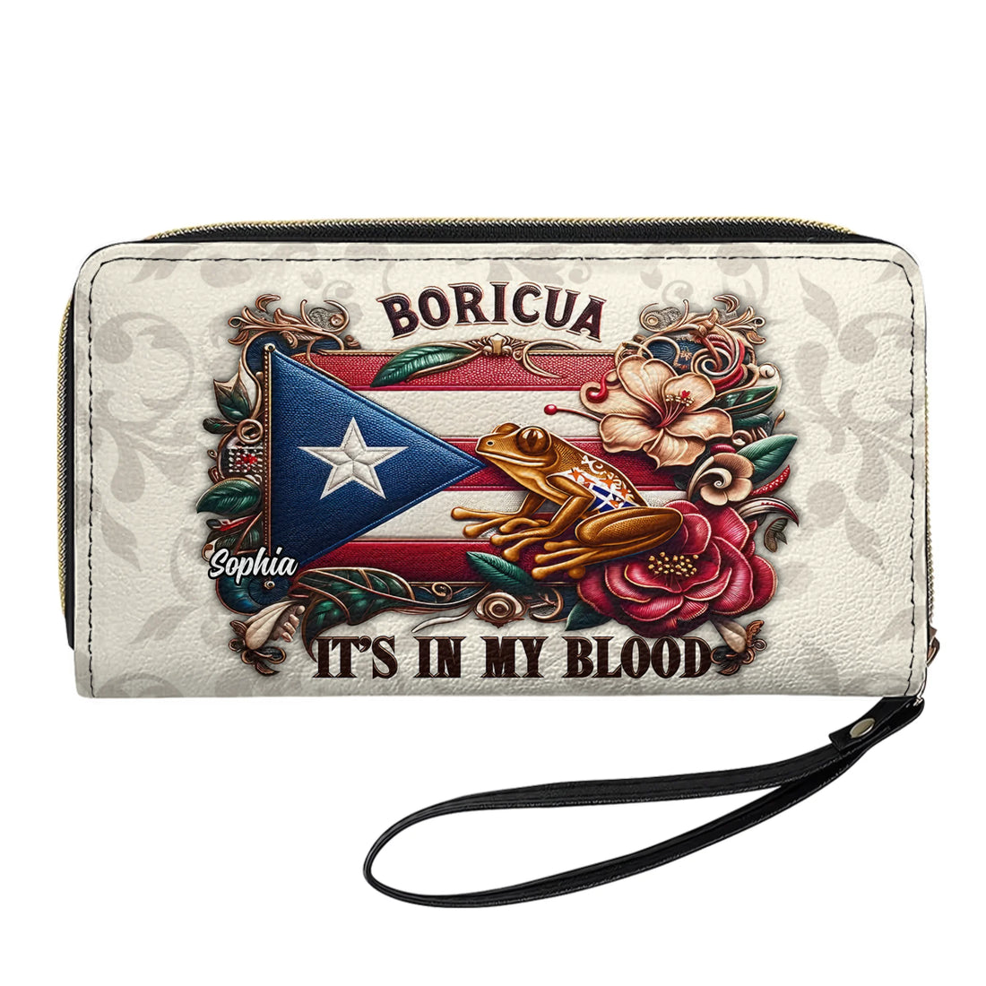 Boricua It's my blood - Personalized Leather Clutch Purse BOR01BC
