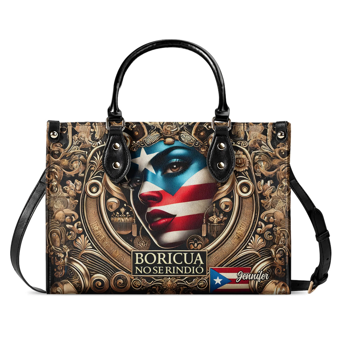 Boricua no se Rindió - Personalized Leather Handbag - BOR10