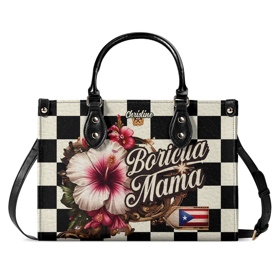 Boricua Mama - Personalized Leather Handbag BOR04