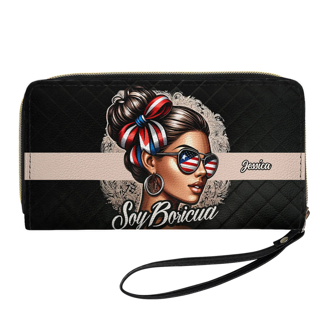 Soy Boricua - Personalized Leather Clutch Purse BOR05C