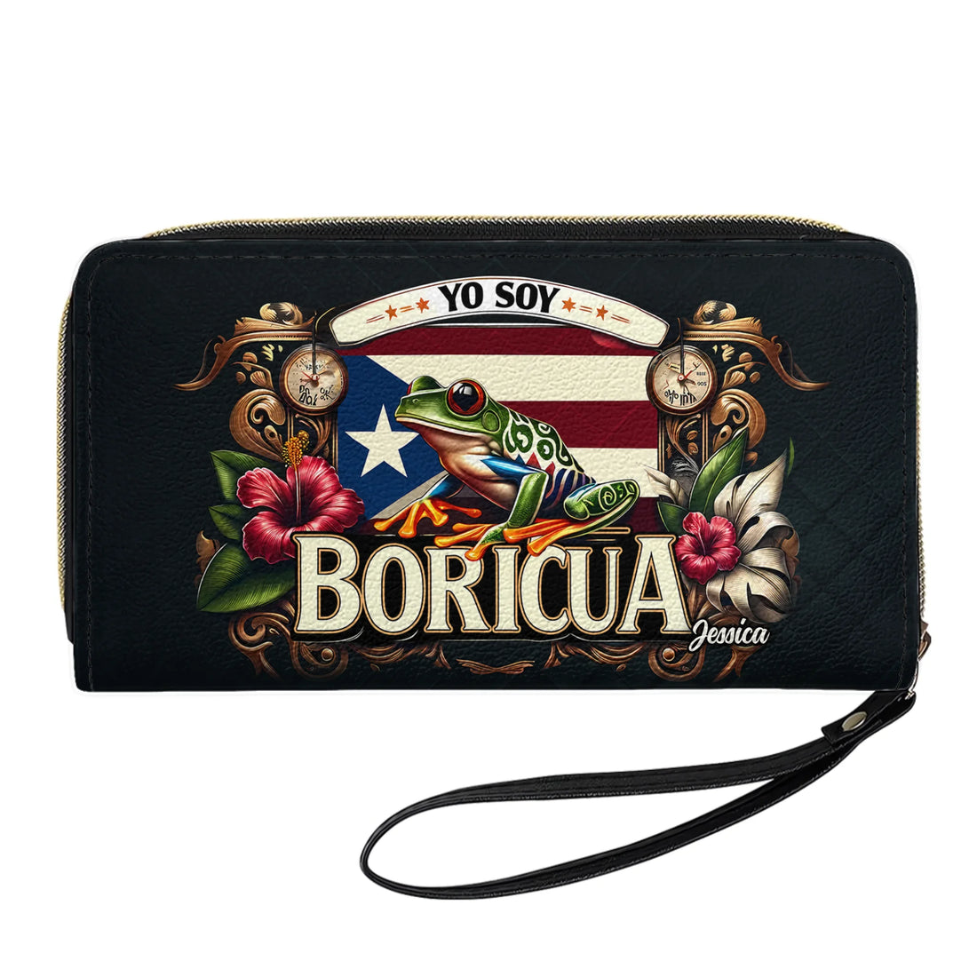 Yo soy Boricua - Personalized Leather Clutch Purse BOR06C