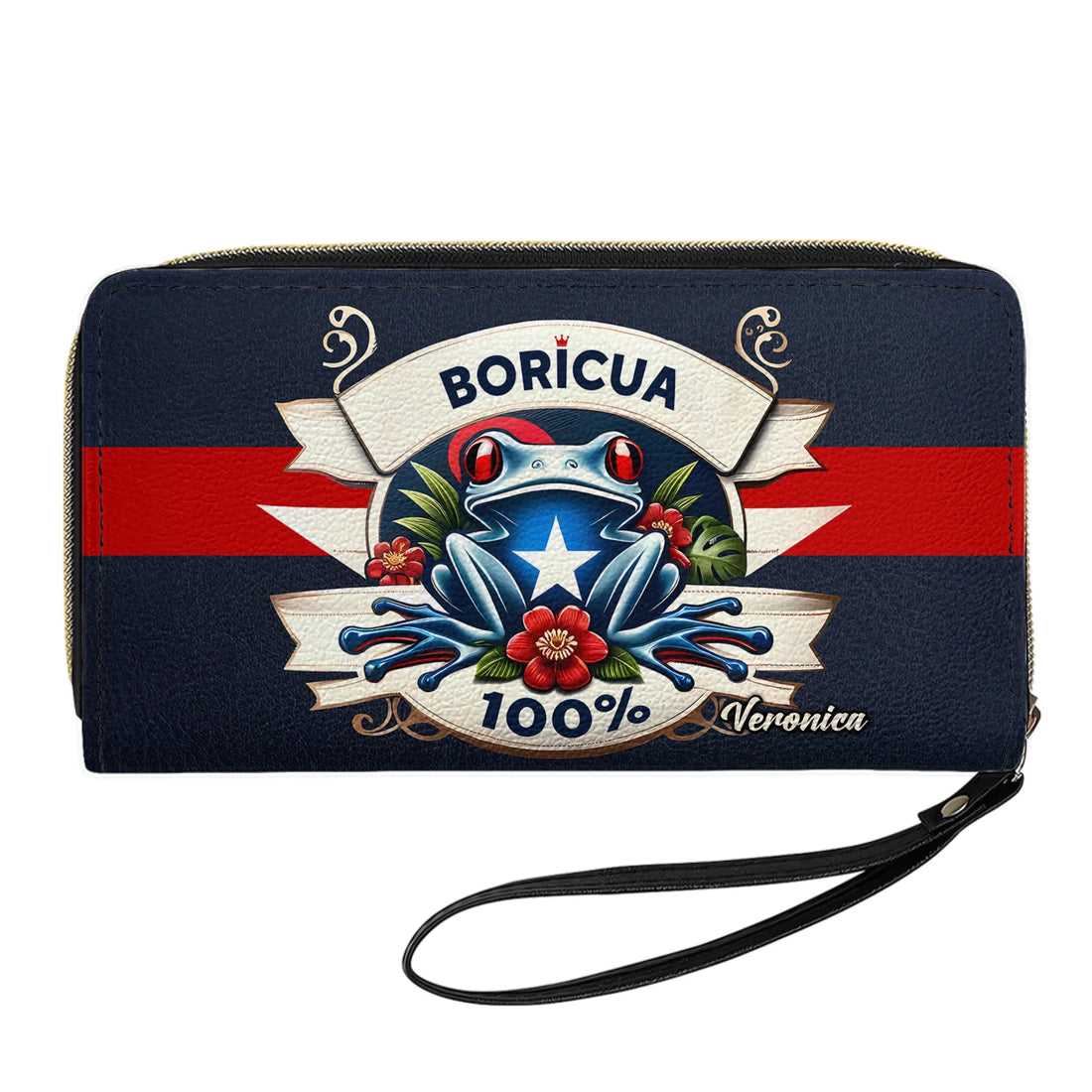 Boricua 100% - Personalized Leather Clutch Purse BOR09C