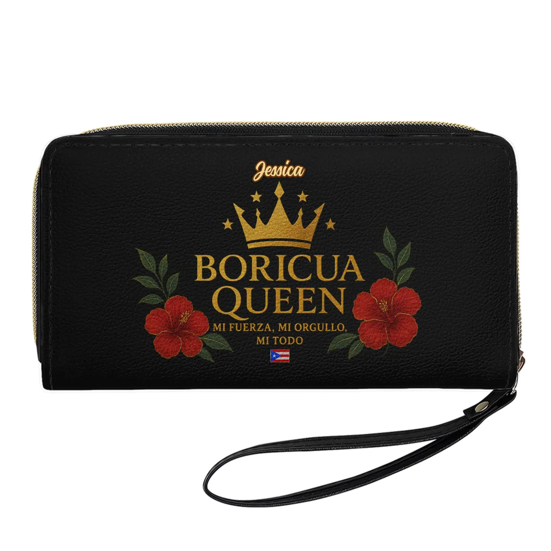 Boricua Queen - Personalized Leather Clutch Purse BOR14C