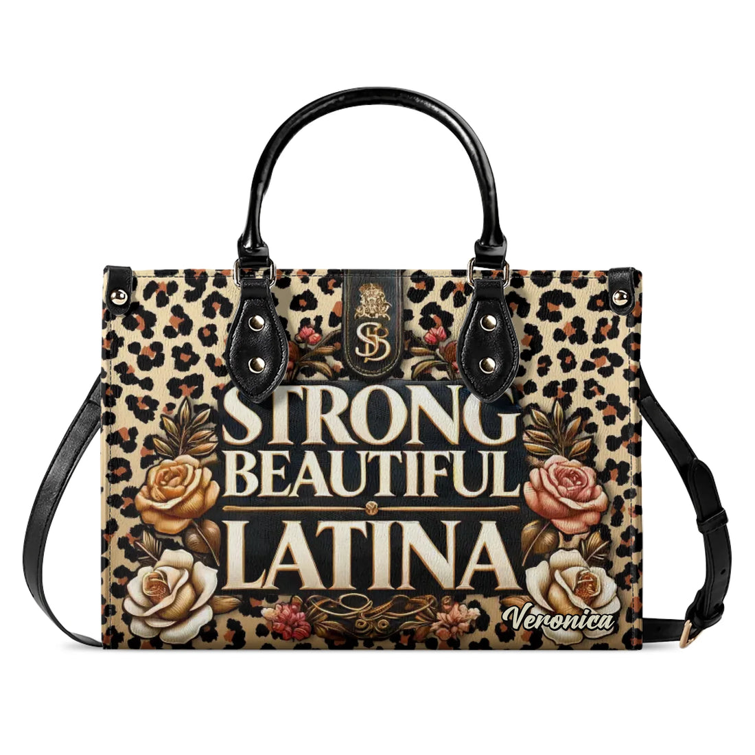 Strong Beautiful Latina - Personalized Leather Handbag LAT08