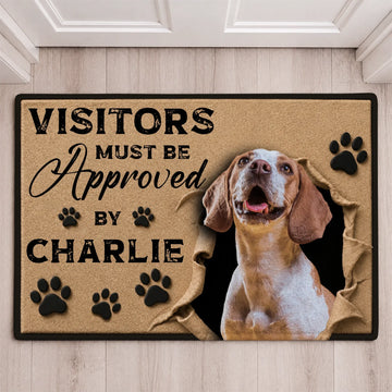 Personalized Visitors Must Be Approved Pet Doormat with Custom Pet Photo