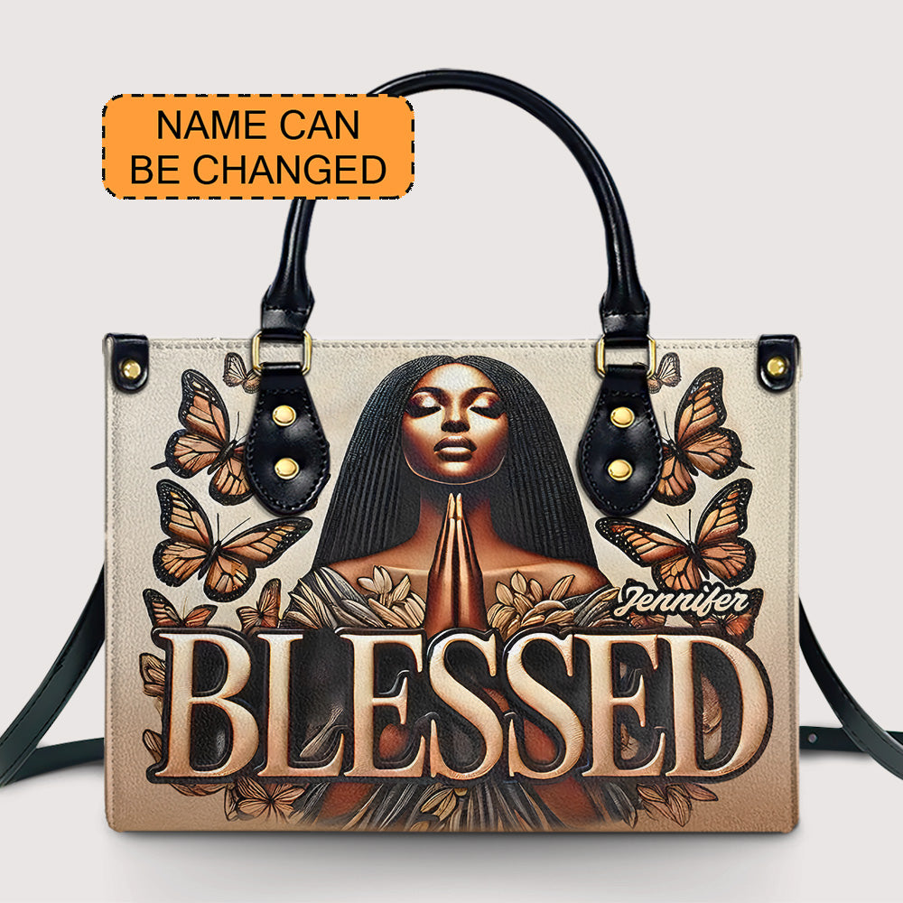 BLESSED - Personalized Leather Handbag CHR01