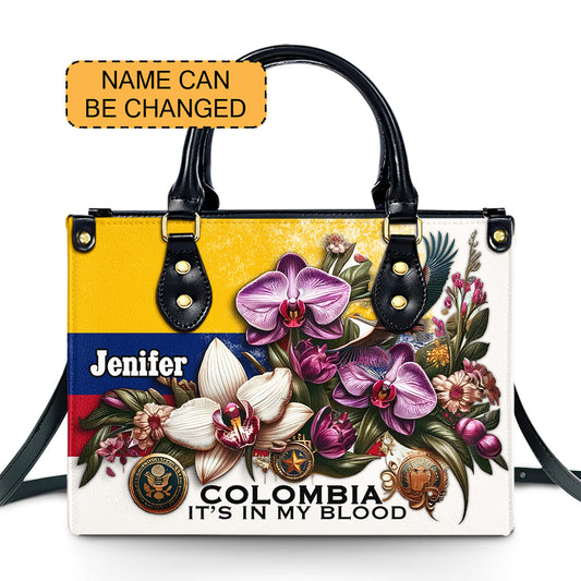 Colombia It's In My Blood - Personalized Leather Handbag - Customize Gift For Her COL01