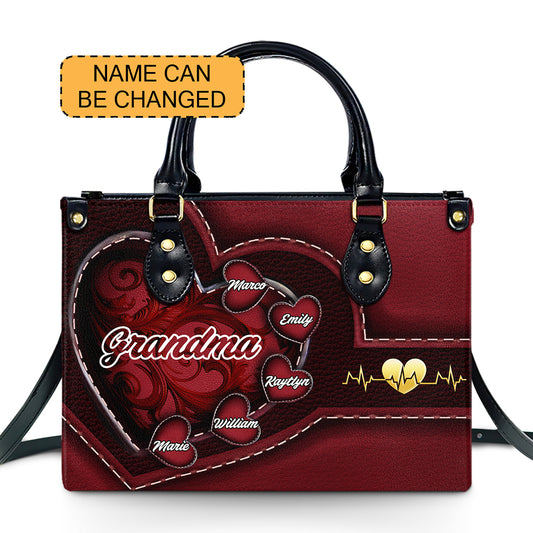 Grandma - Personalized Leather Handbag - Customize Gift For Her GM02