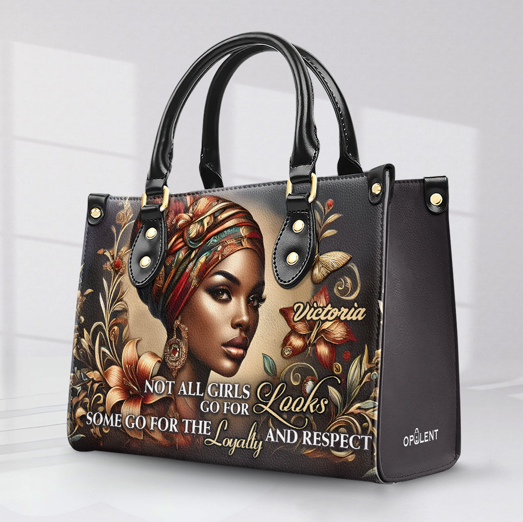 Not All Girls Go For Looks - Personalized Leather Handbag BLQ11