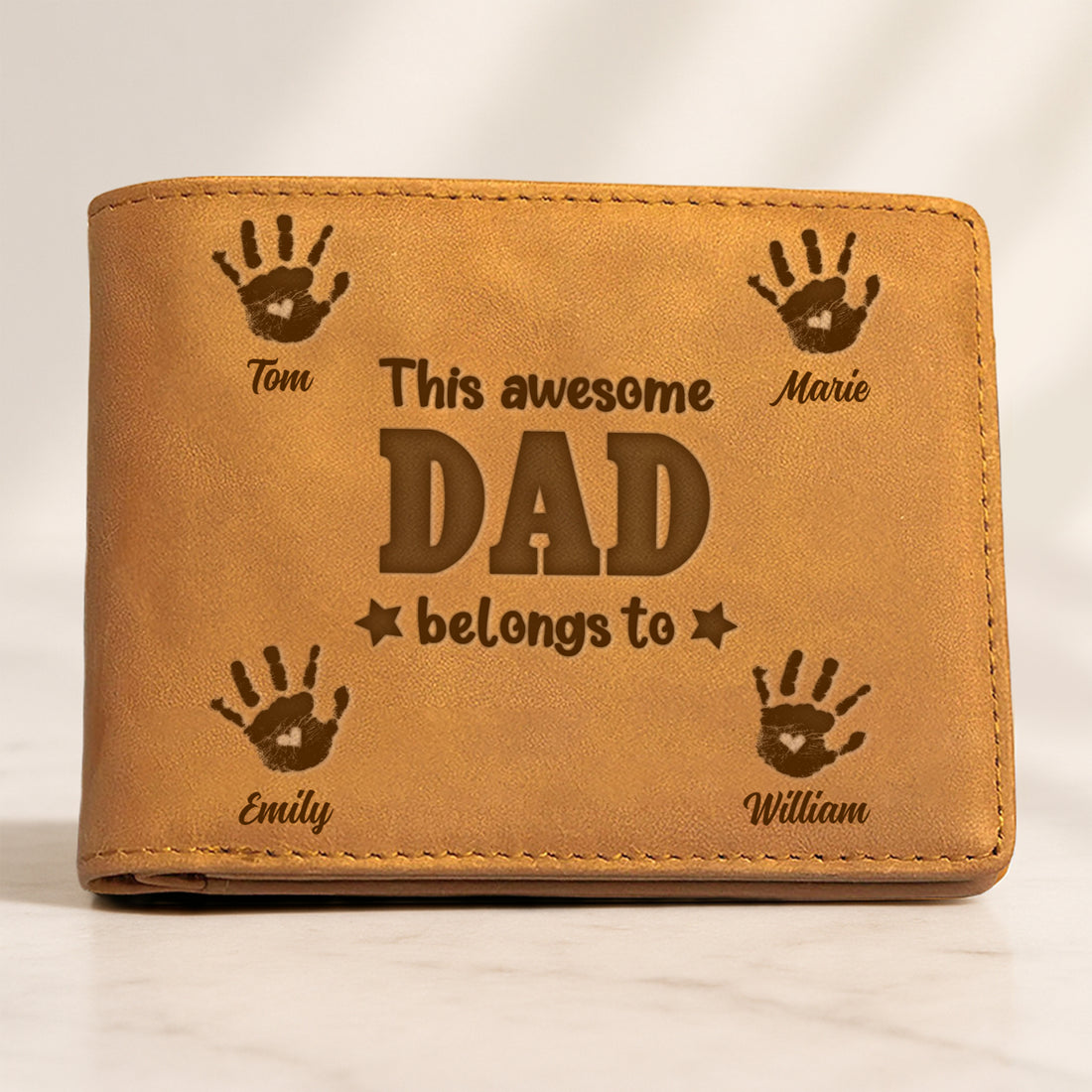 This Awesome Dad Belongs To - Personalized Custom Men Leather Wallet EW05