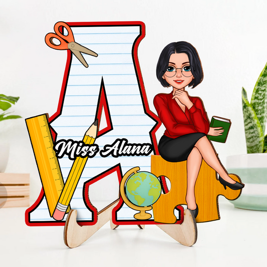 Teacher Name - 2-Layer Wooden Plaque - WP10