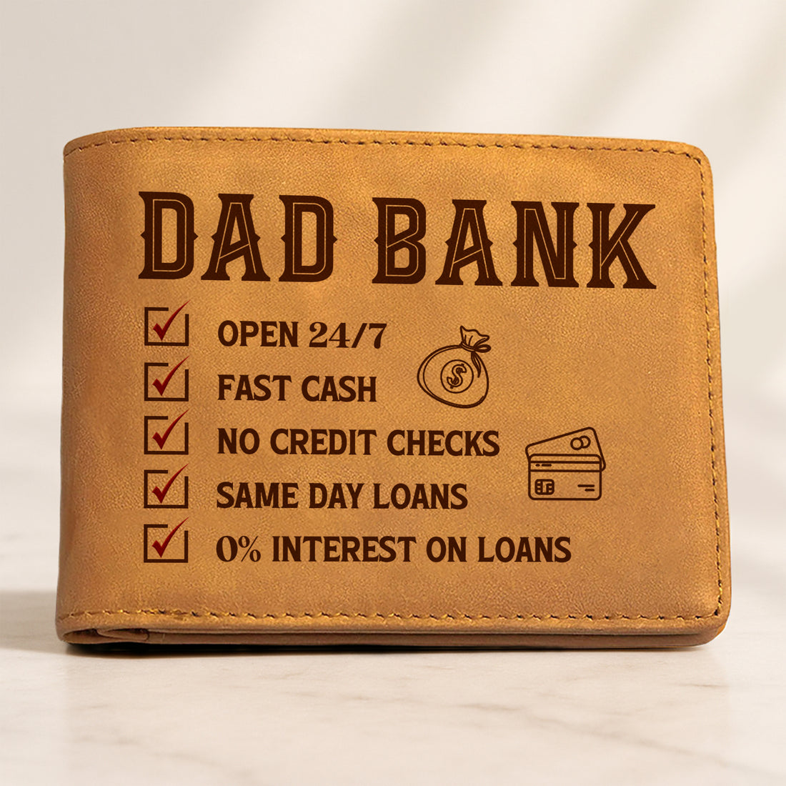 Dad Bank - Personalized Custom Men Leather Wallet EW03