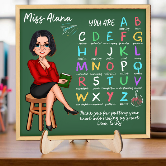 Teacher Alphabet - 2-Layer Wooden Plaque - WP09