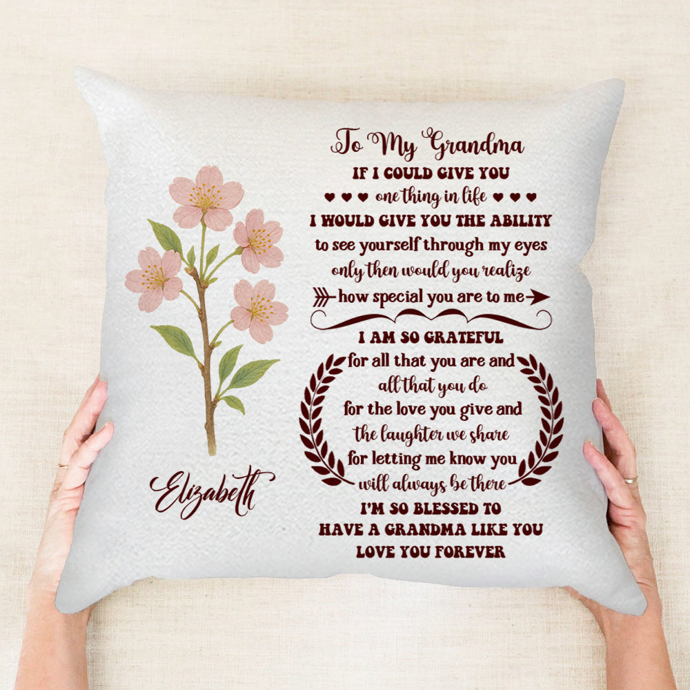 To My Grandma I'm So Blessed To Have A Grandma Like You - Personalized Throw Pillow PL28