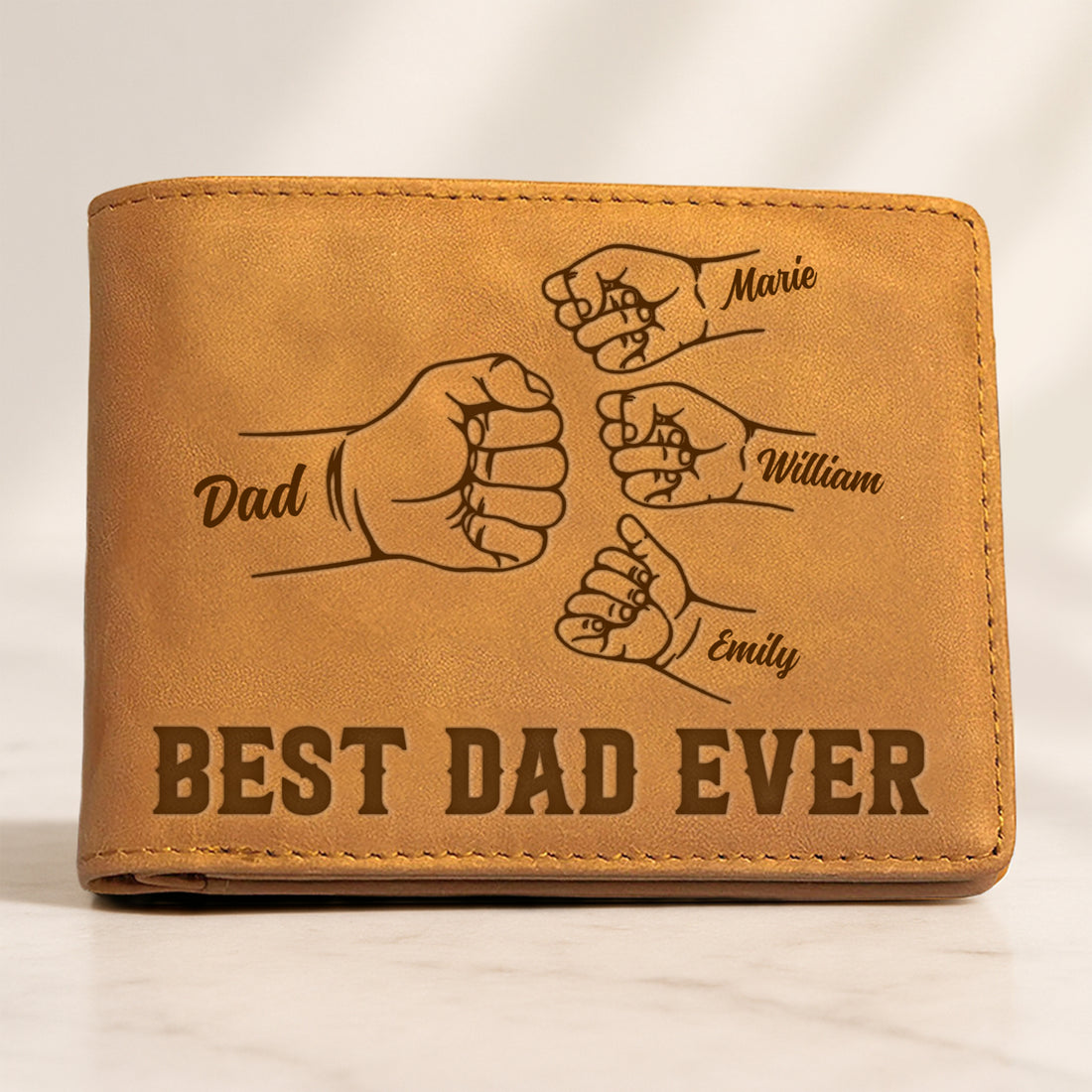 Best Dad Ever - Personalized Custom Men Leather Wallet EW06