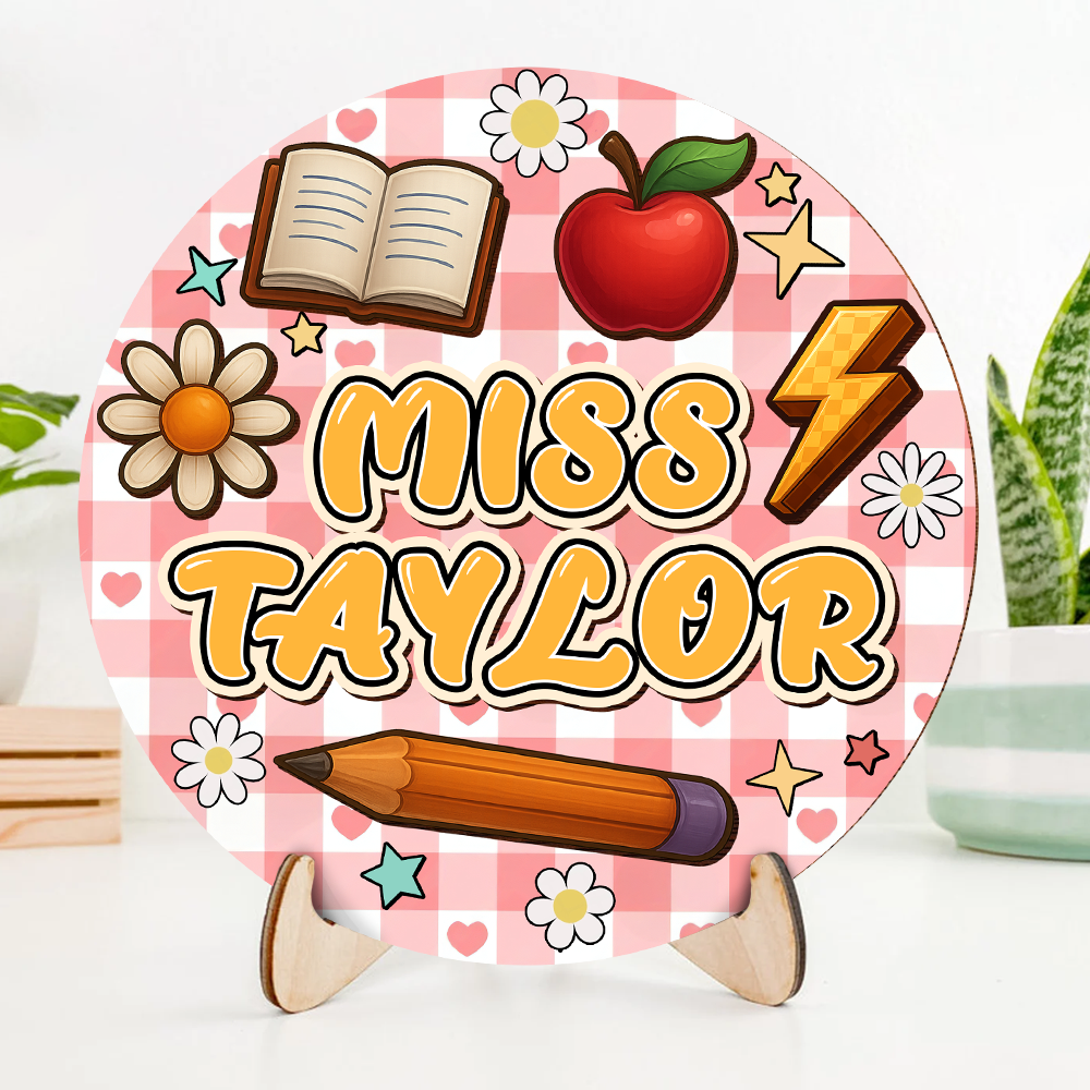 Floral Teacher - 2-Layer Wooden Plaque - WP16