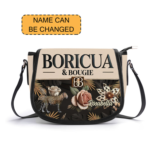 Boricua & Bougie - Personalized Leather Saddle Cross Body Bag BOR12S5