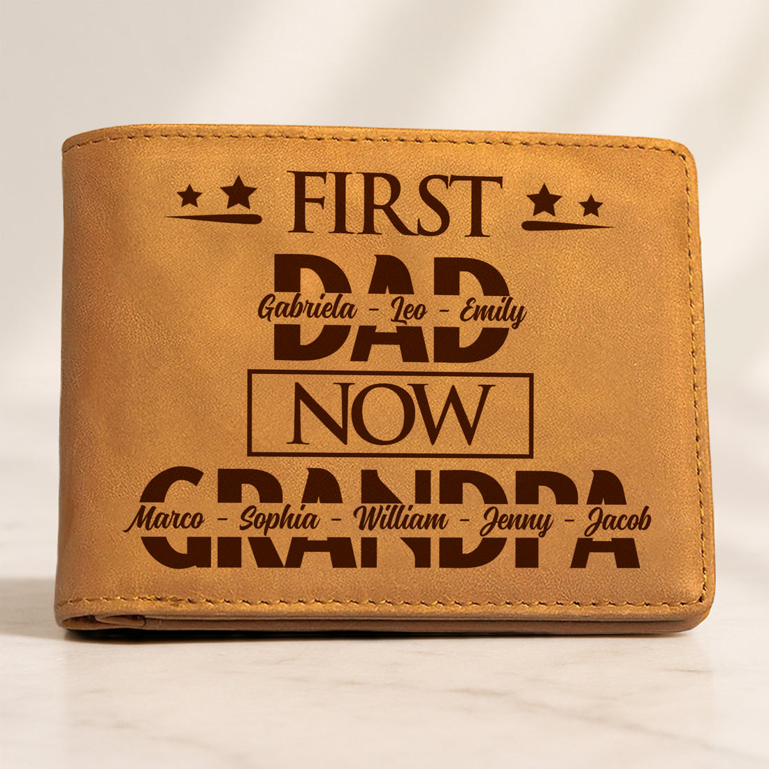 First Dad Now Grandpa - Personalized Custom Men Leather Wallet EW01