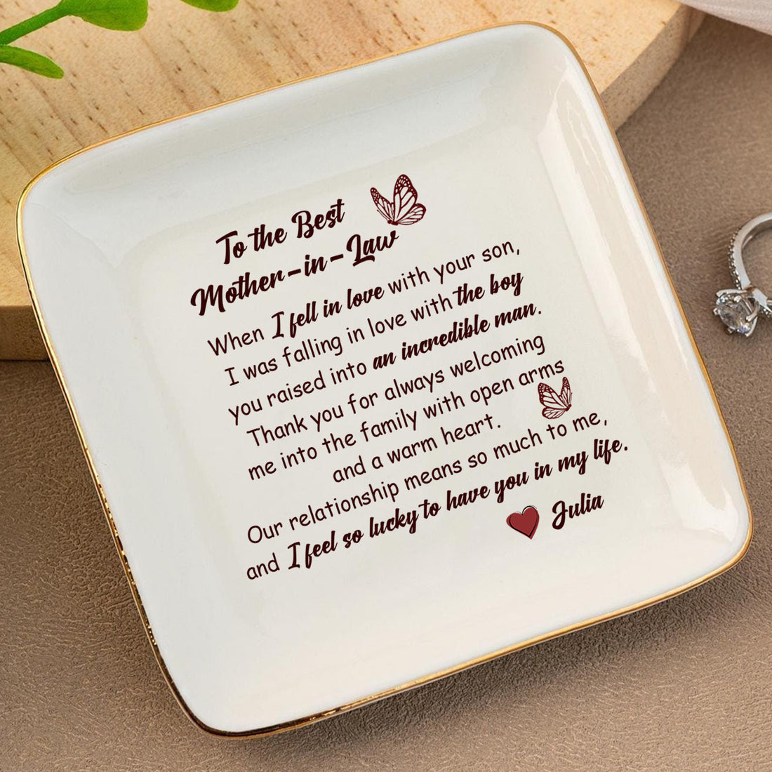 The Best Mother-in-Law - Personalized Ceramic Ring Dish - RD09