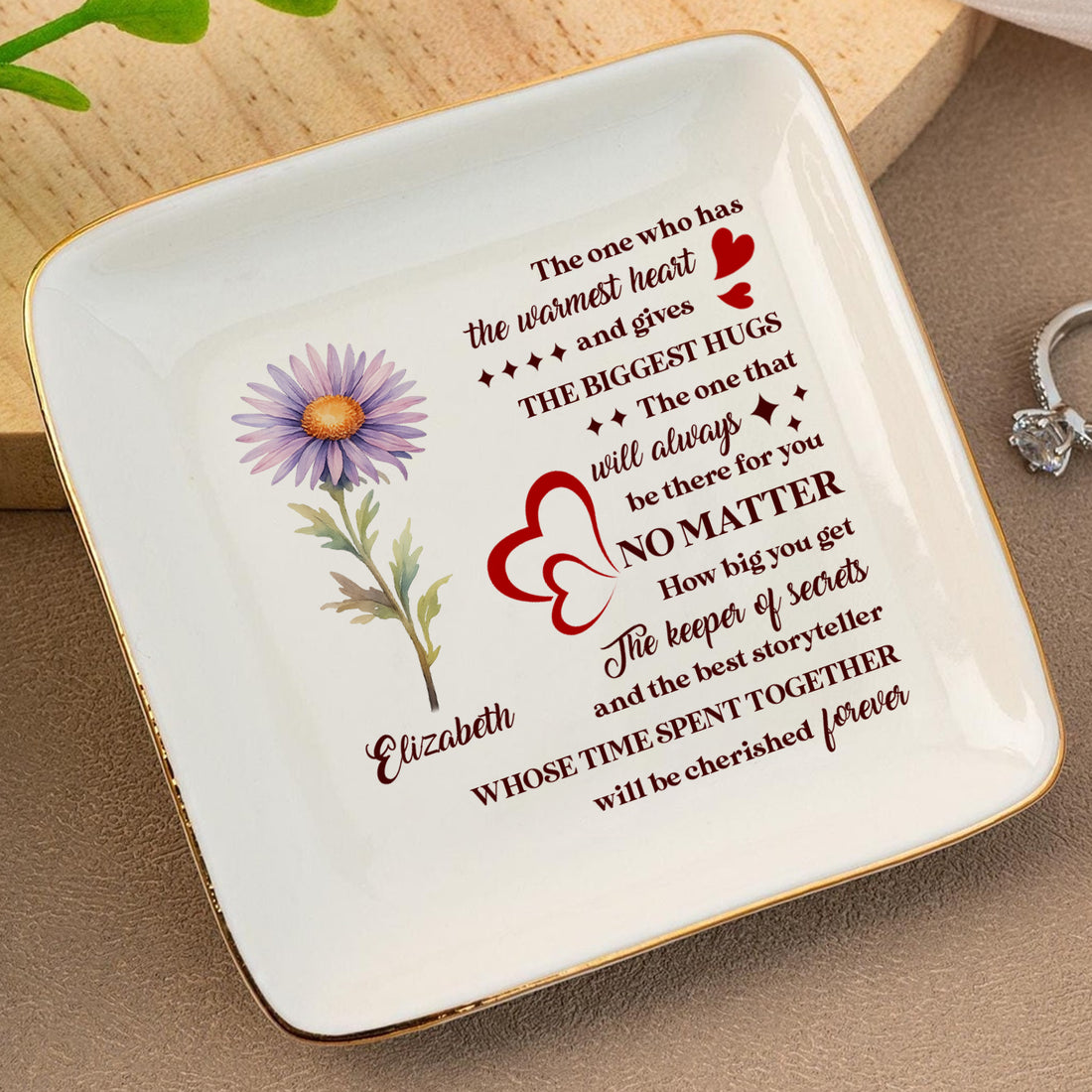 The One Who Has The Warmest Heart - Personalized Ceramic Ring Dish - RD17