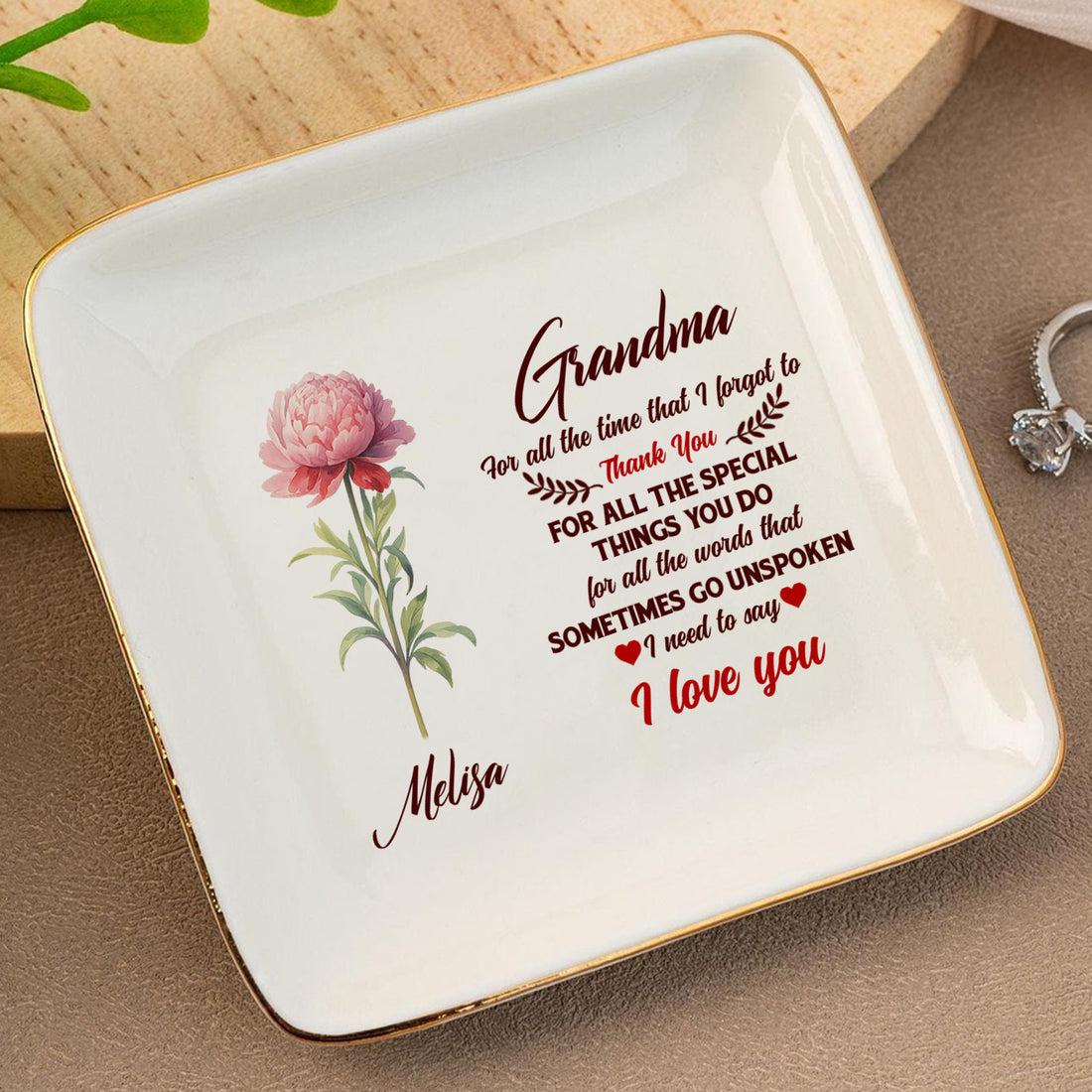 Grandma I Need To Say I Love You - Personalized Ceramic Ring Dish - RD14