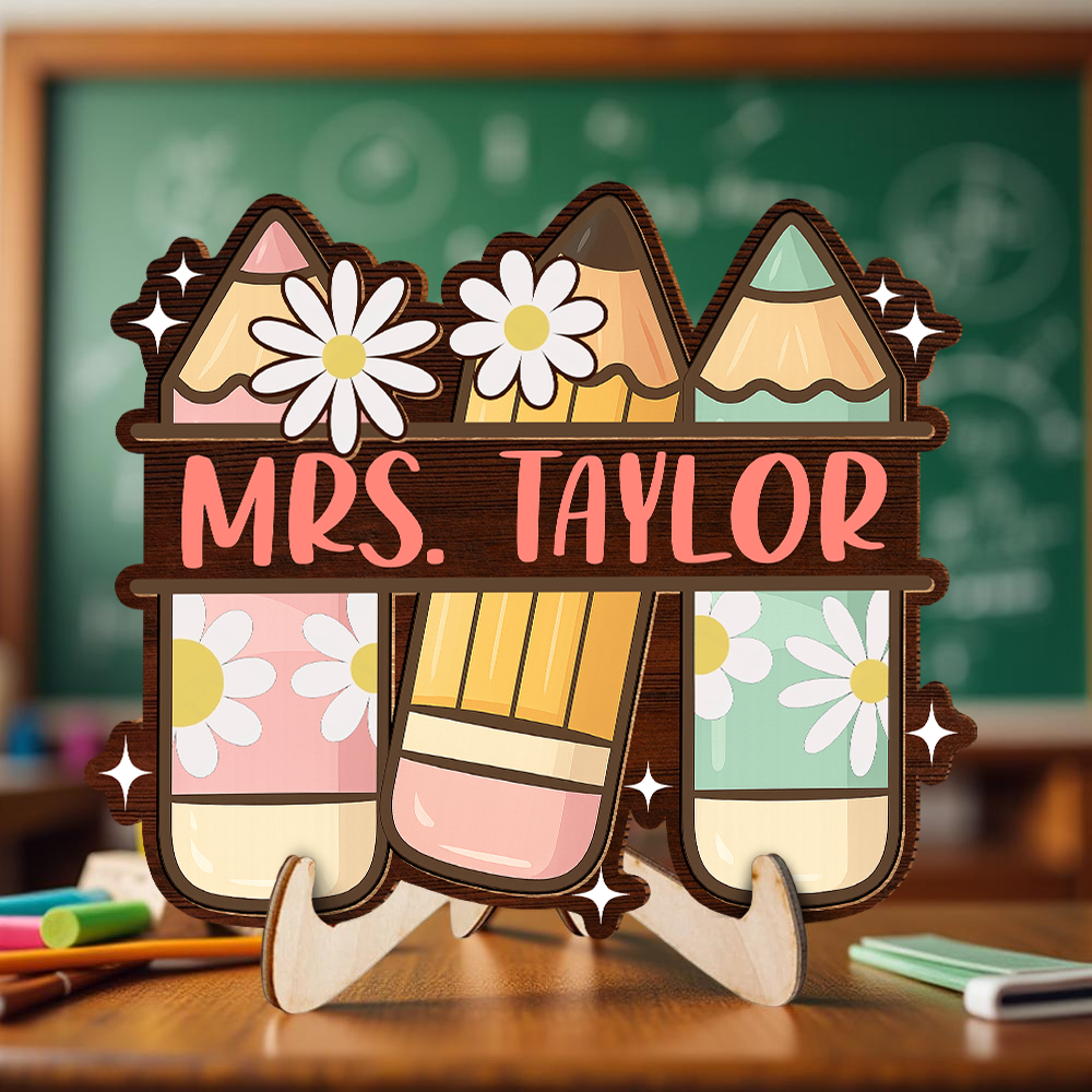 Floral Pencils - 2-Layer Wooden Plaque - WP18