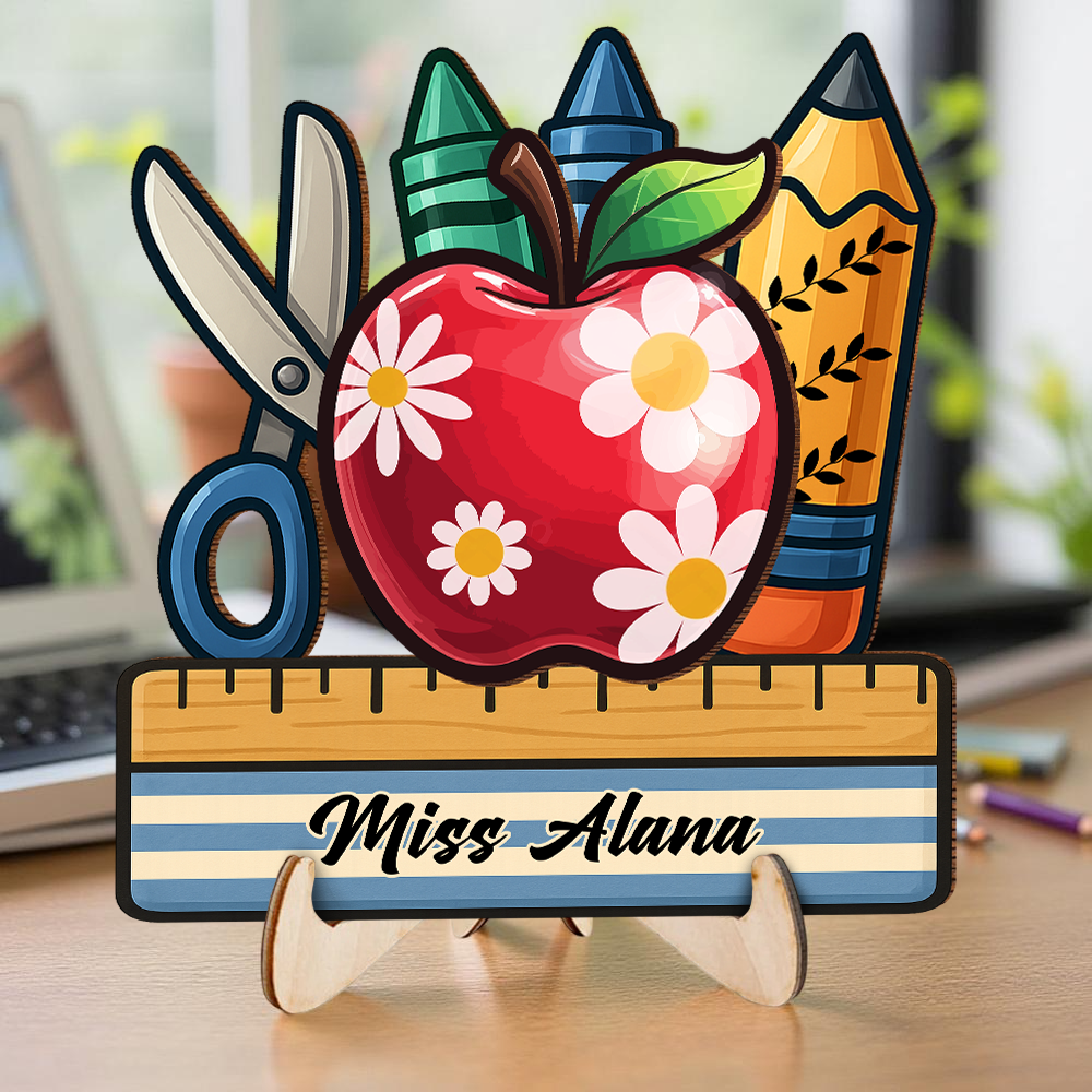 Floral Apple Classroom - 2-Layer Wooden Plaque - WP19