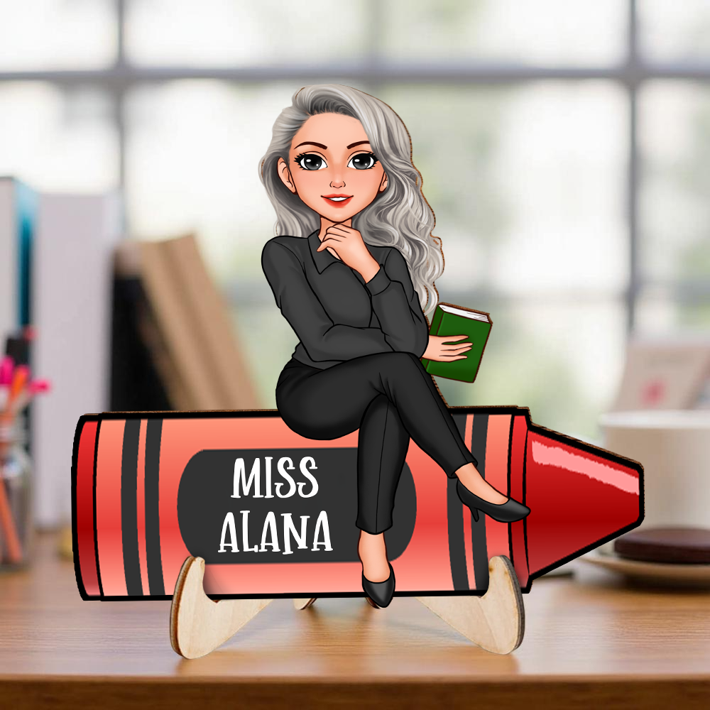Teacher Sitting - 2-Layer Wooden Plaque - WP01