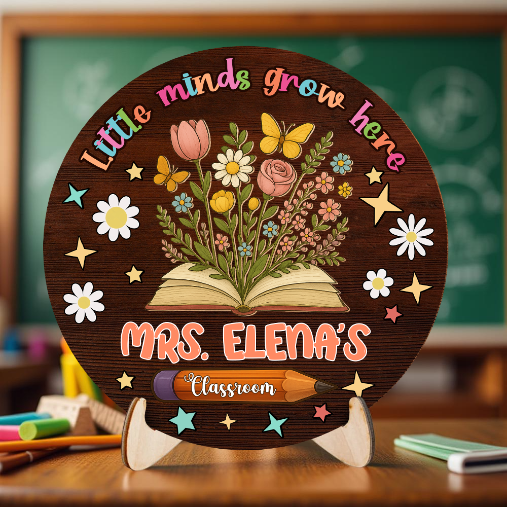 Floral Classroom - 2-Layer Wooden Plaque - WP21