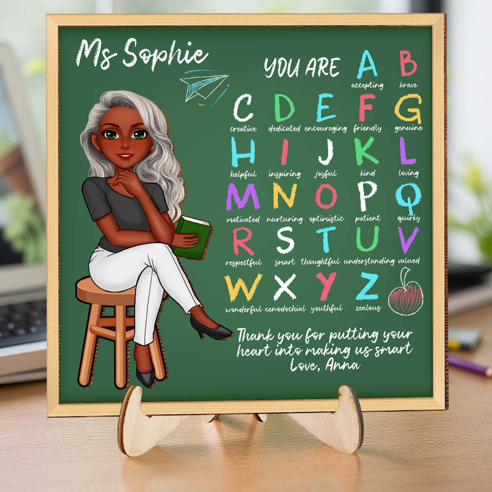Teacher Alphabet - 2-Layer Wooden Plaque - WP09
