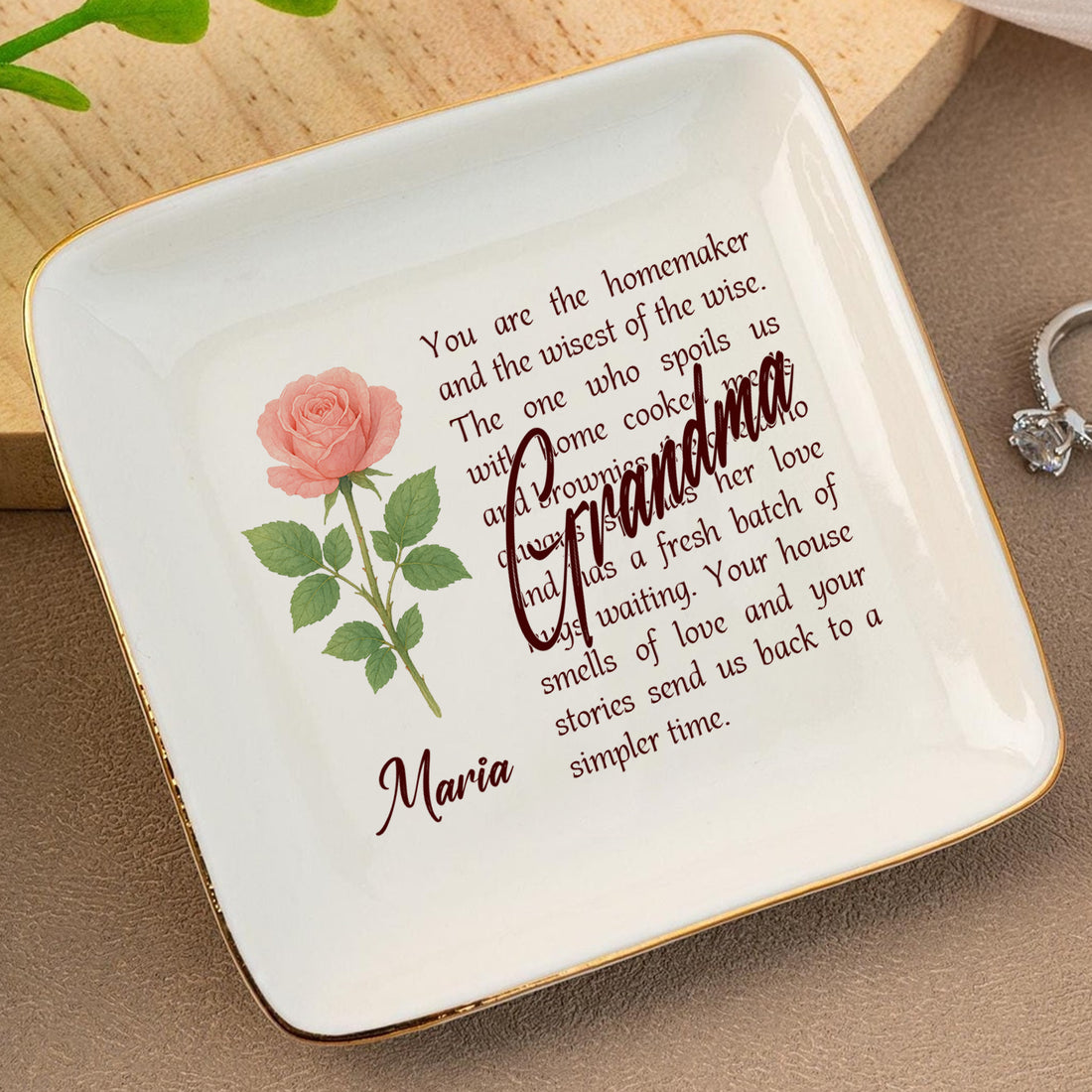 Grandma You Are The Homemaker And The Wisest Of The Wise - Personalized Ceramic Ring Dish - RD19
