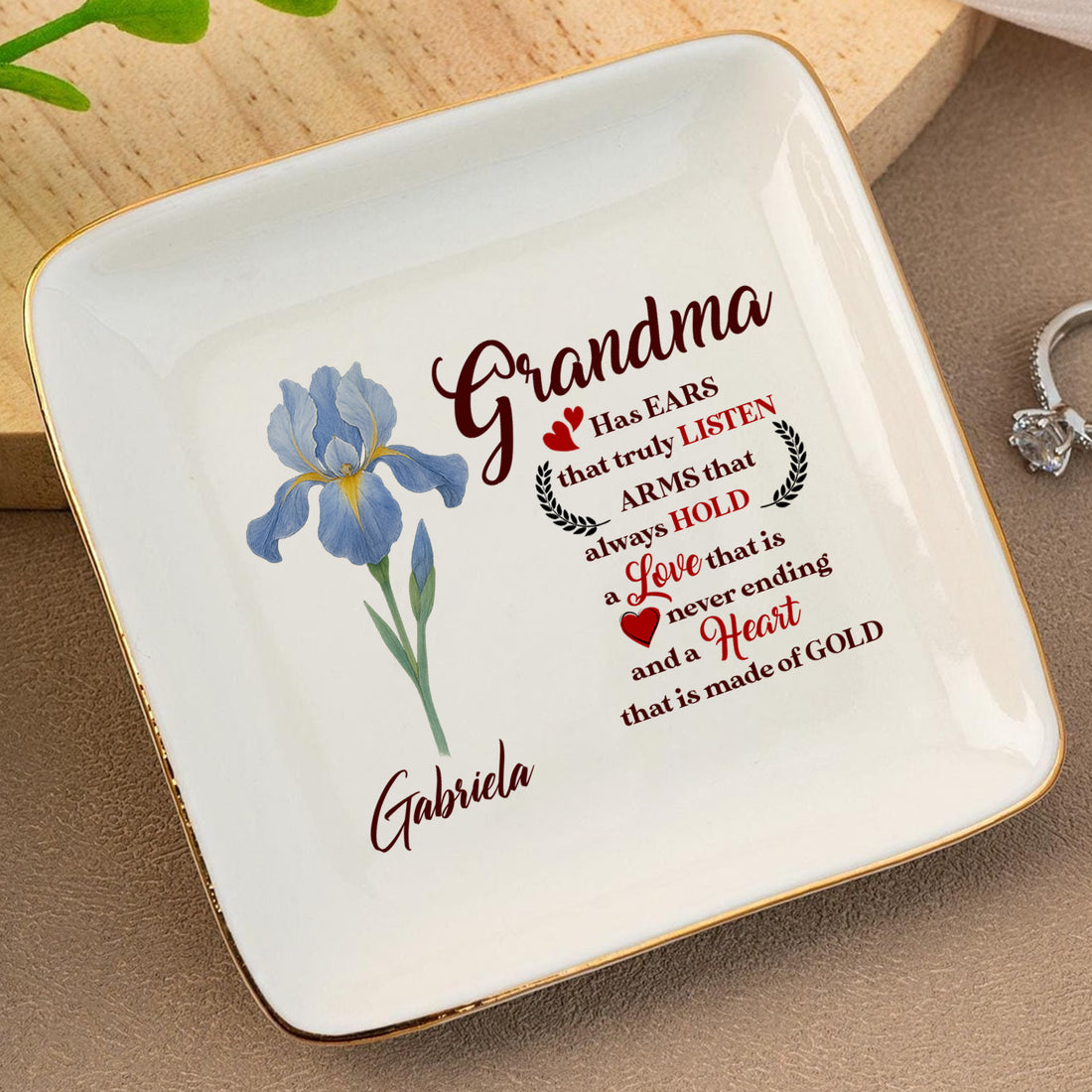 Grandma Has Ears That Truly Listen - Personalized Ceramic Ring Dish - RD13