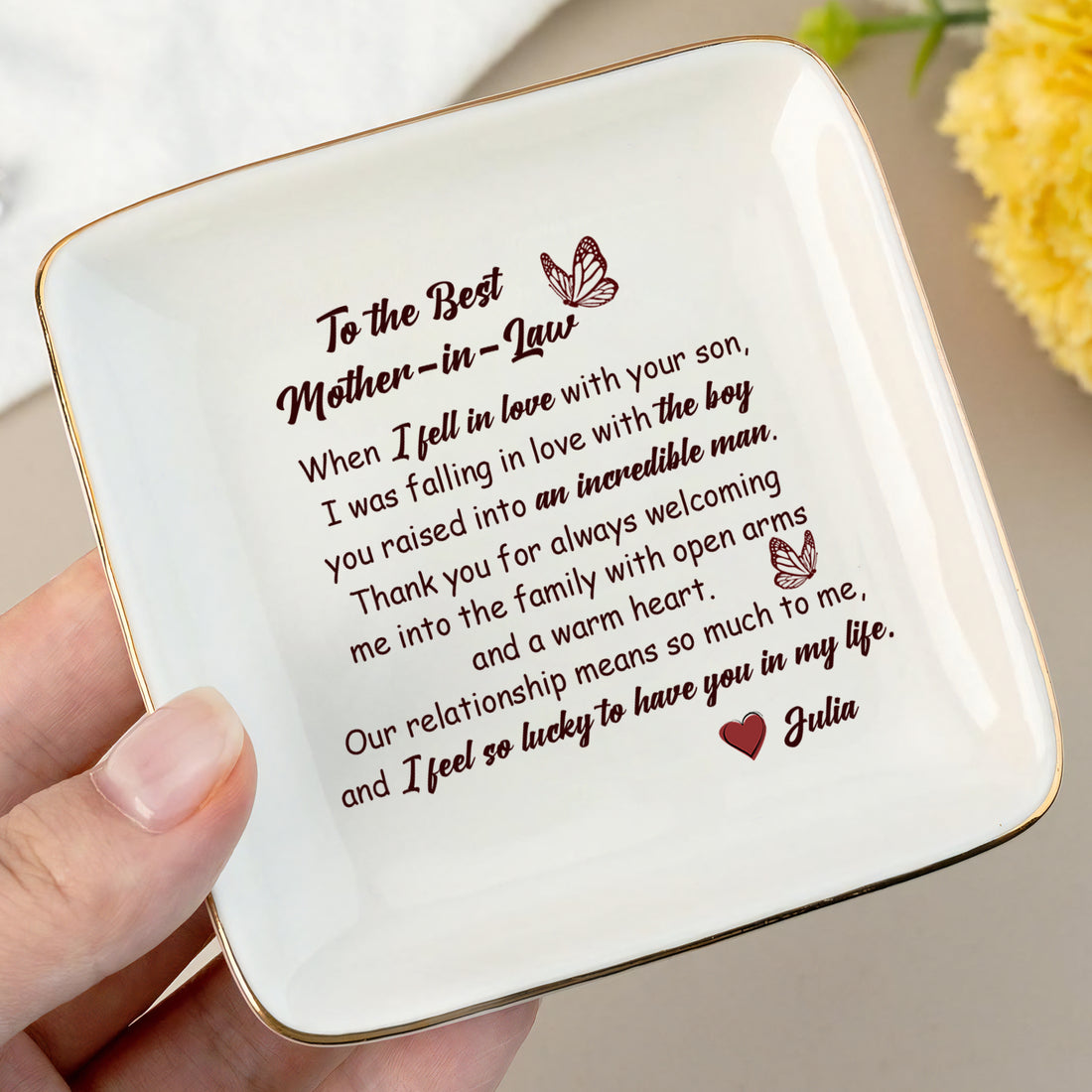 The Best Mother-in-Law - Personalized Ceramic Ring Dish RD09