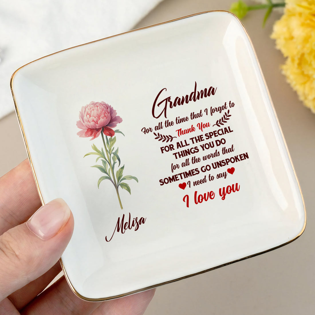 Grandma I Need To Say I Love You - Personalized Ceramic Ring Dish RD14