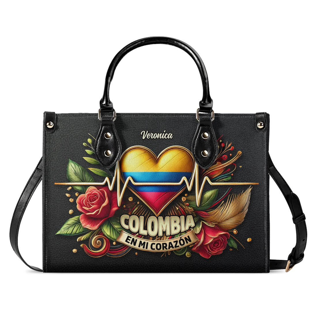 Colombia En Mi Corazón - Personalized Leather Handbag COL03