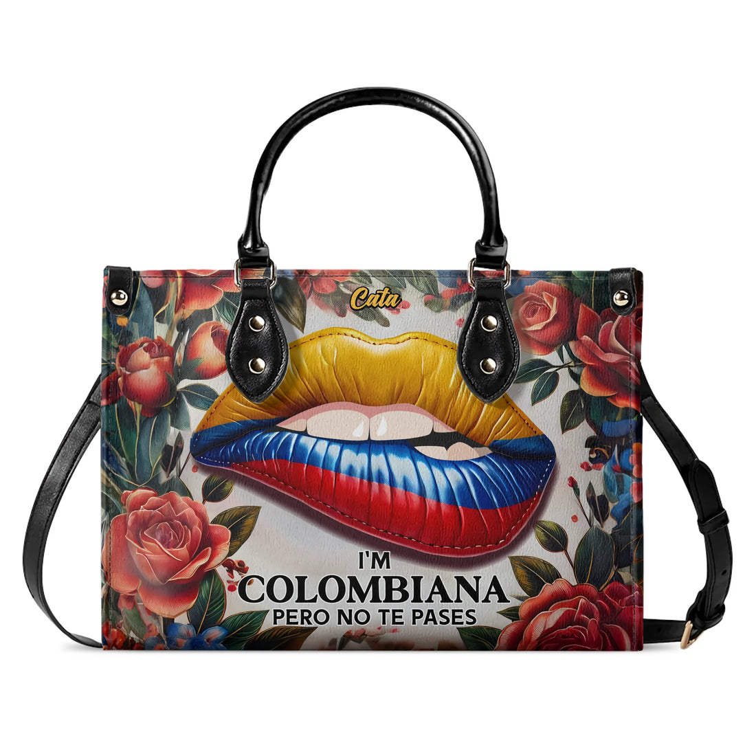 I'm Colombiana Pero No Te Pases - Personalized Leather Handbag COL04