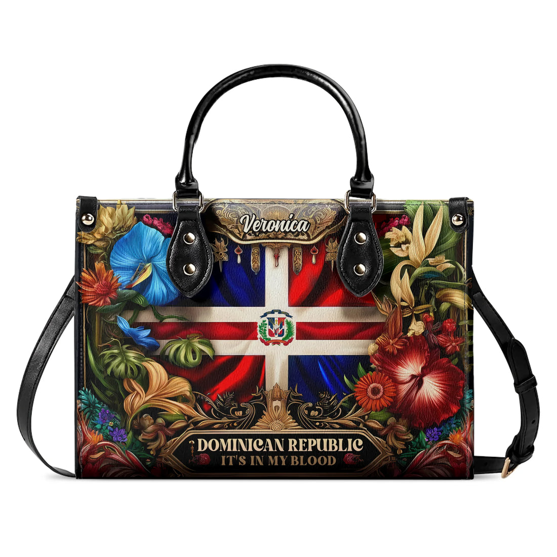 Dominican Republic It's In My Blood - Personalized Leather Handbag DOM07