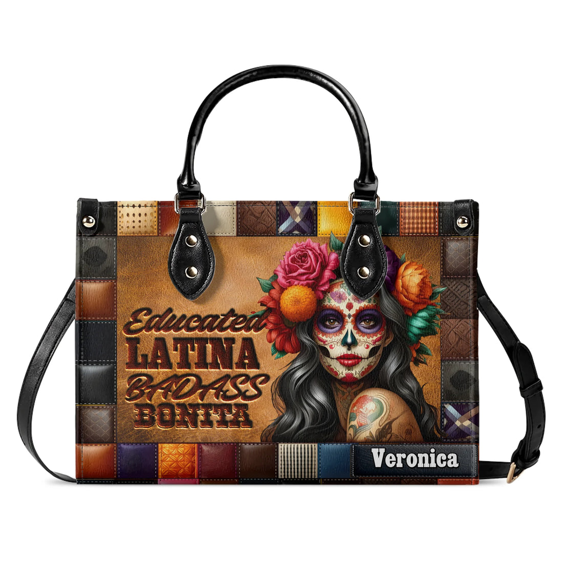 Educated Latina Badass Bonita - Personalized Leather Handbag LAT02