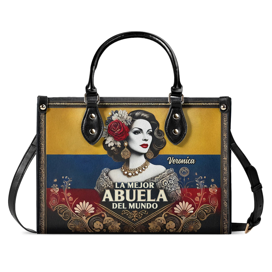 La Mejor Abuela Del Mundo - Personalized Leather Handbag COL07