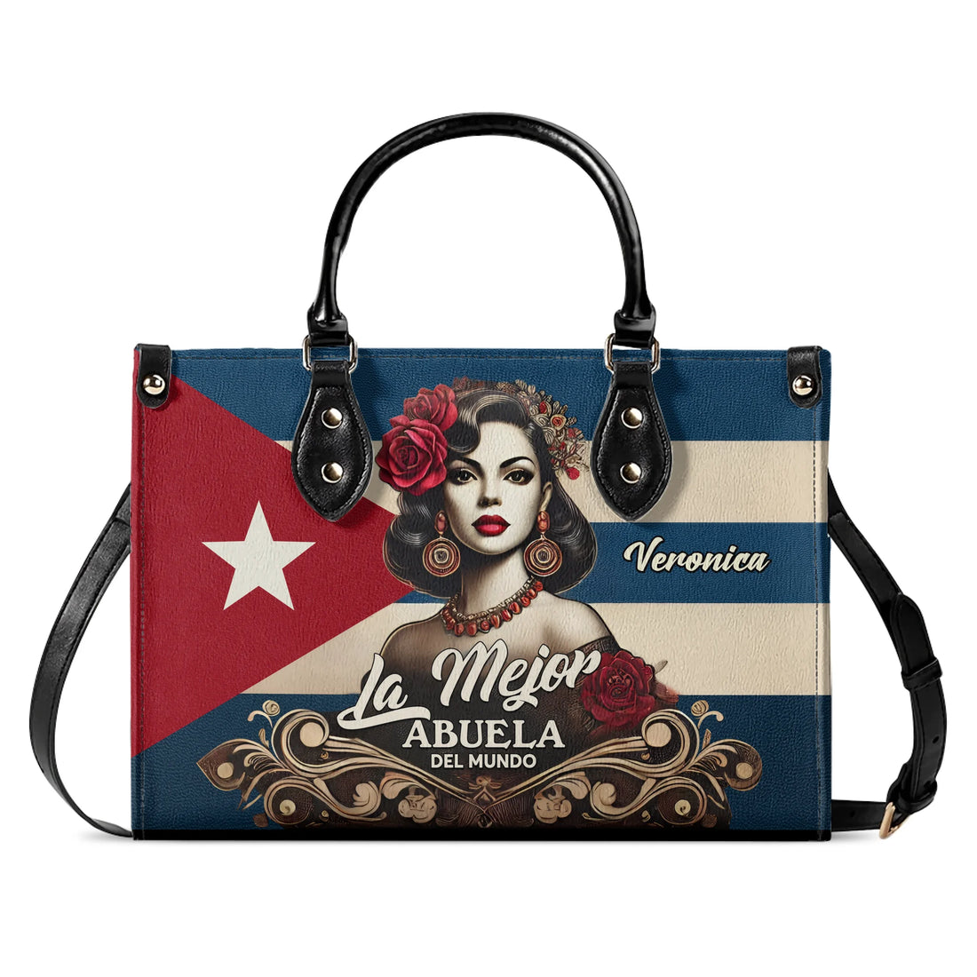 La Mejor Abuela Del Mundo - Personalized Leather Handbag CUB03