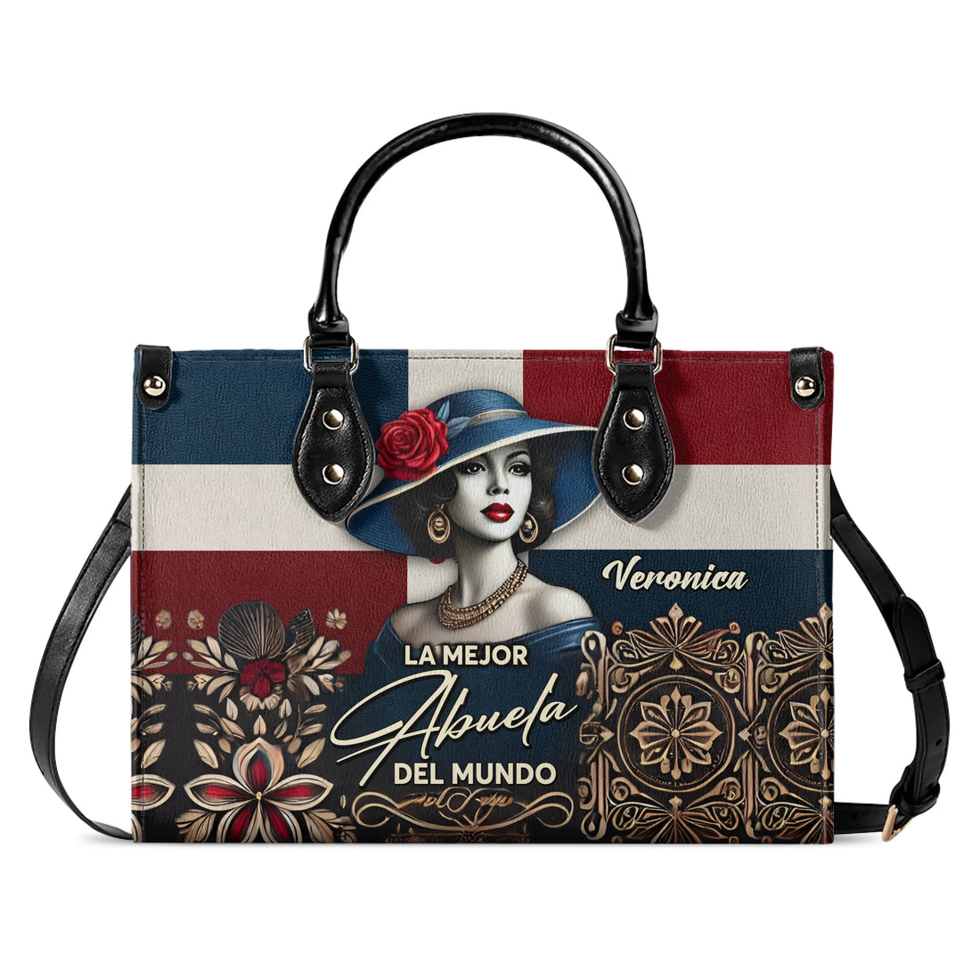 La Mejor Abuela Del Mundo - Personalized Leather Handbag DOM09