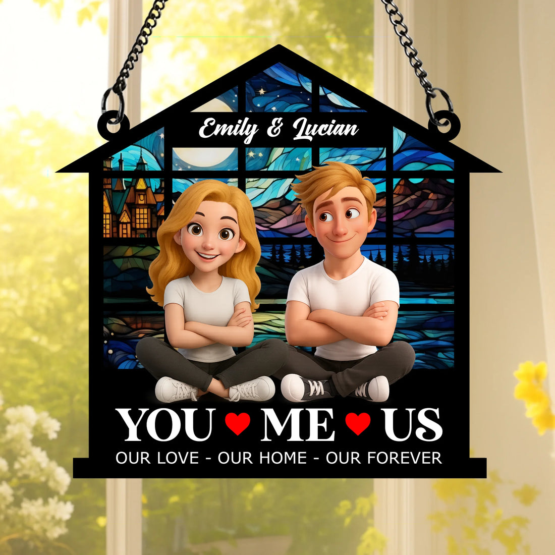 Our Love-Our Home-Our Forever - Personalized Custom Suncatcher SUN03