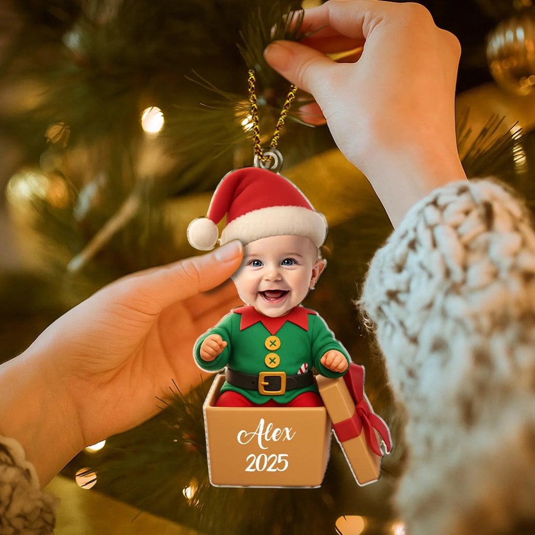 Personalized Baby Photo Acrylic Ornament With Custom Name And Year Christmas Keepsake