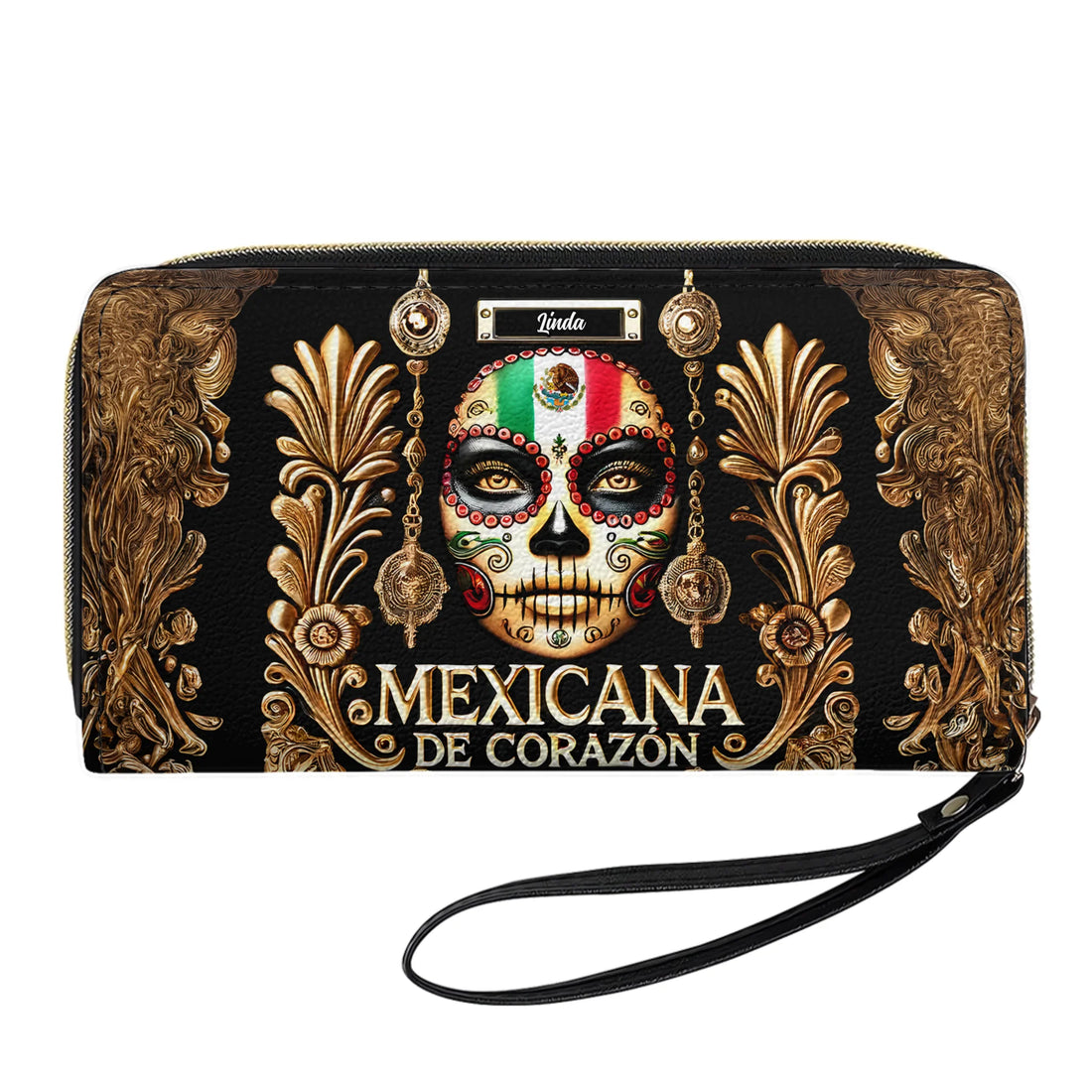 Mexicana De Corazón - Personalized Leather Clutch Purse MEX04C