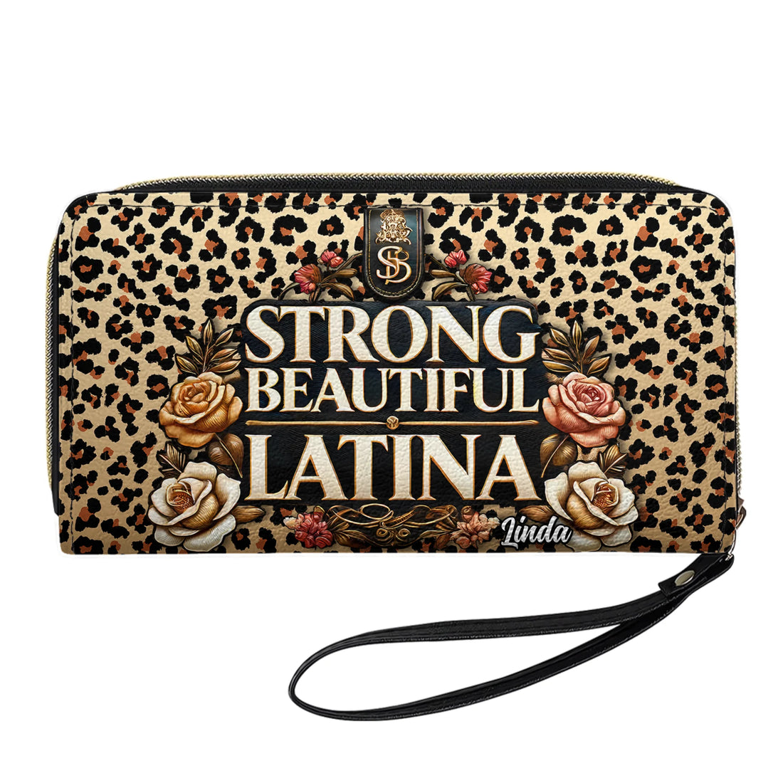 Strong Beautiful Latina - Personalized Leather Clutch Purse LAT08C