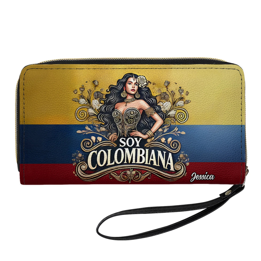 Soy Colombiana- Personalized Leather Clutch Purse COL02C