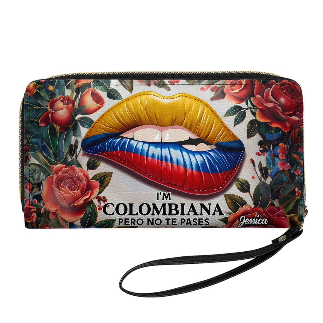 I'm Colombiana Pero No Te Pases - Personalized Leather Clutch Purse COL04C